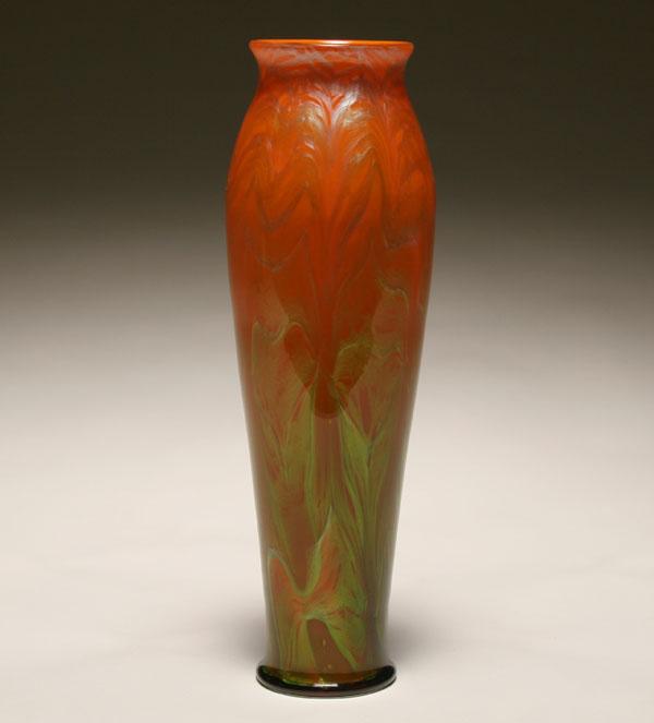 Loetz Titania art glass vase; green
