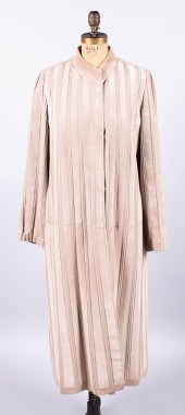 LOEWE, BROWN STRIPED SUEDE OVE