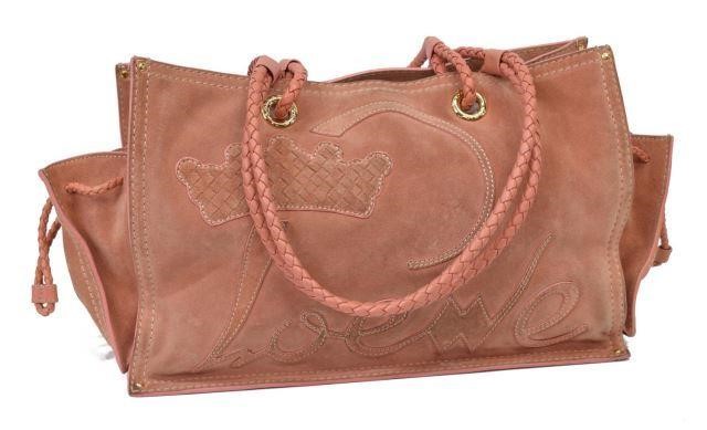 LOEWE PINK SUEDE CROWN  RECTANGULAR