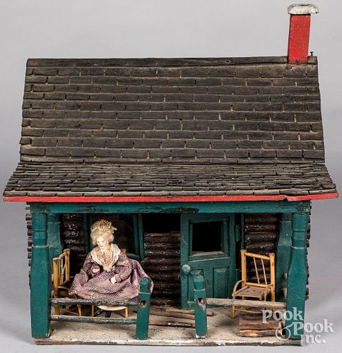 LOG CABIN DOLLHOUSE, EARLY 20TH