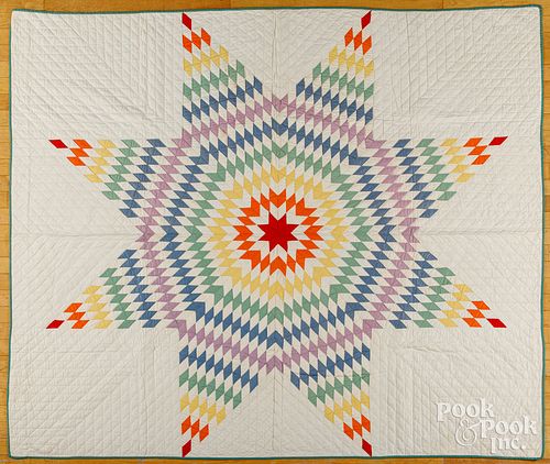 LONE STAR PATCHWORK QUILT, EARLY TO