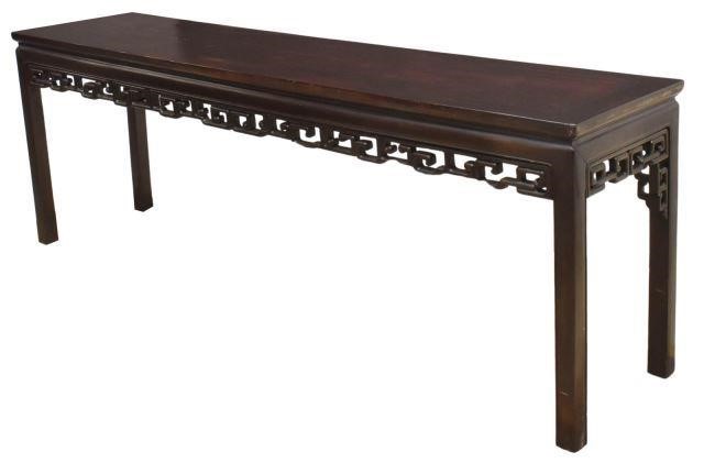 LONG CHINESE CARVED ROSEWOOD