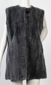 LONG GREY SHEARED FAUX FUR VES