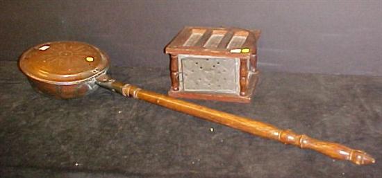 Long handle brass bed warmer; along