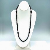 LONG ONYX AND AMETHYST BEAD NE