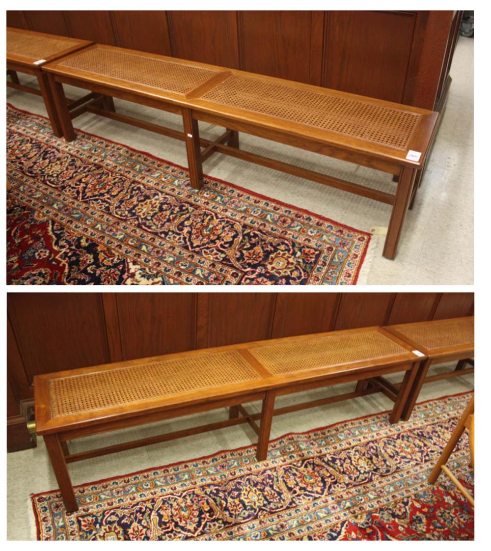 LONG PAIR OF WINDOW BENCHES,