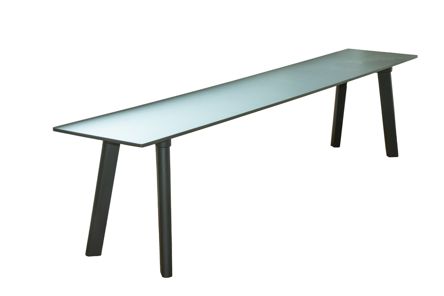 LONG WOODEN BENCH Low, black