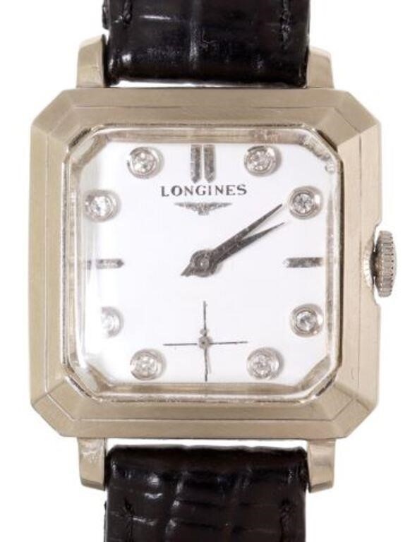 LONGINES 14K WHITE GOLD SQUARE