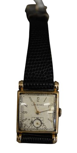 LONGINES MEN'S 14 KARAT GOLD SQUARE