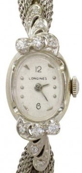 LONGINES RETRO 14KT WG & DIAMO