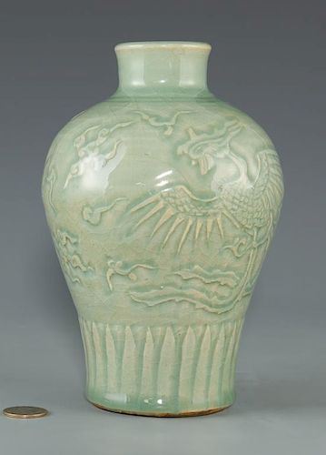 LONGQUAN CELADON CARVED VASEChinese