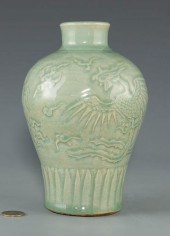 LONGQUAN CELADON CARVED VASECh