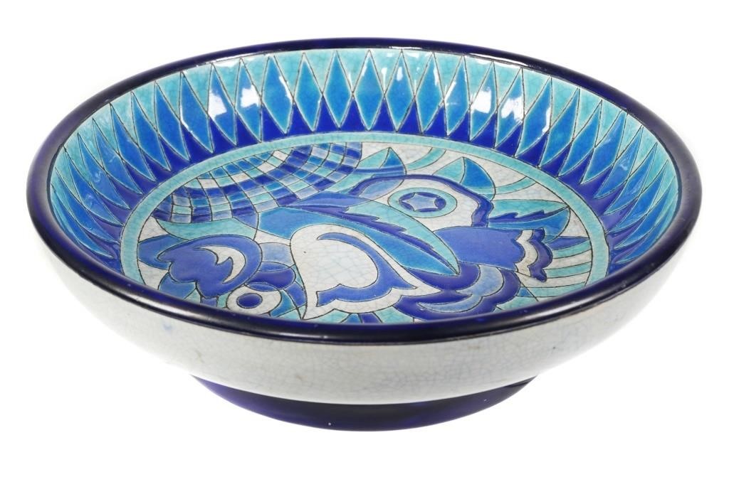 LONGWY ART DECO PORCELAIN BOWL,