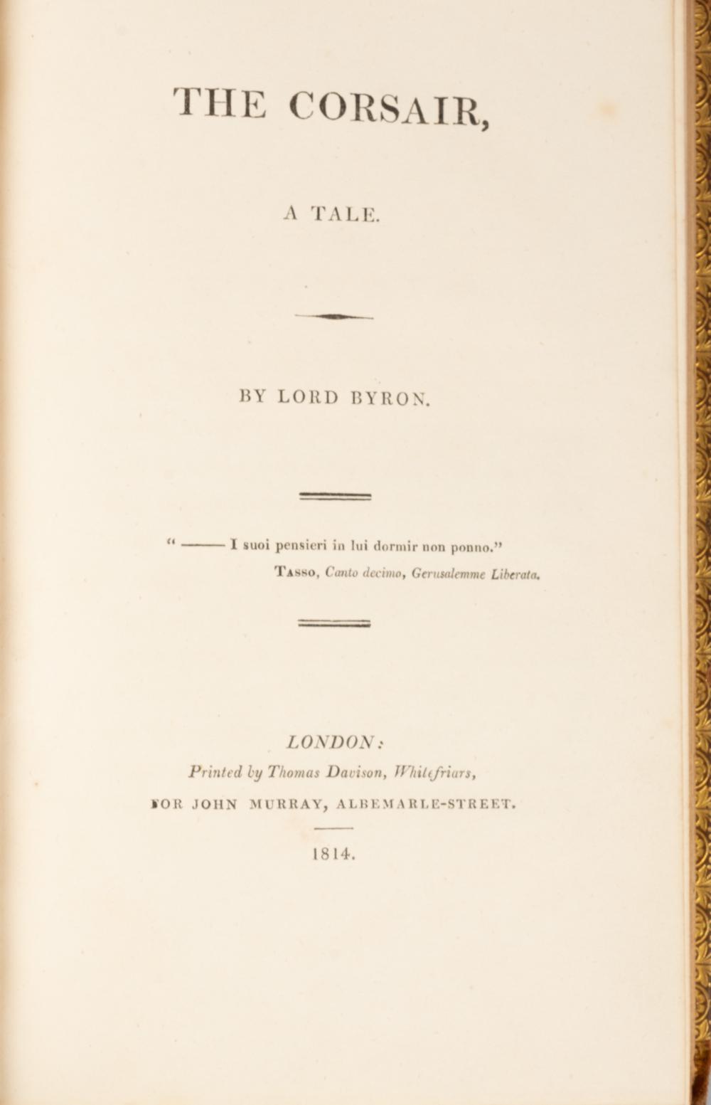 LORD BYRON. THE CORSAIR: A POEM.