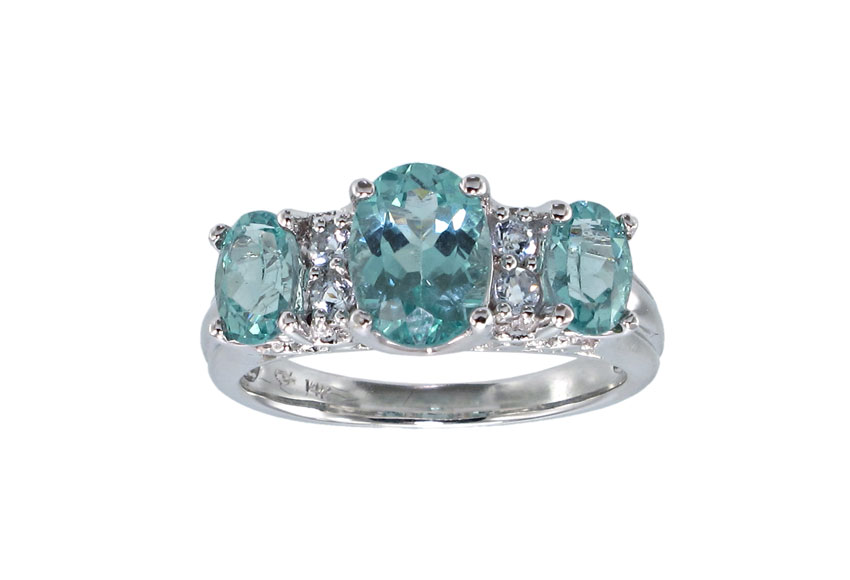 LORENZO 14K APATITE 3 STONE RING: