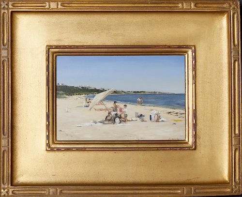 LORI ZUMMO OIL ON BOARD "SUNBATHING