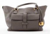 LORO PIANA GRAY PEBBLED LEATHE