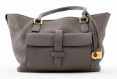 LORO PIANA GRAY PEBBLED LEATHE