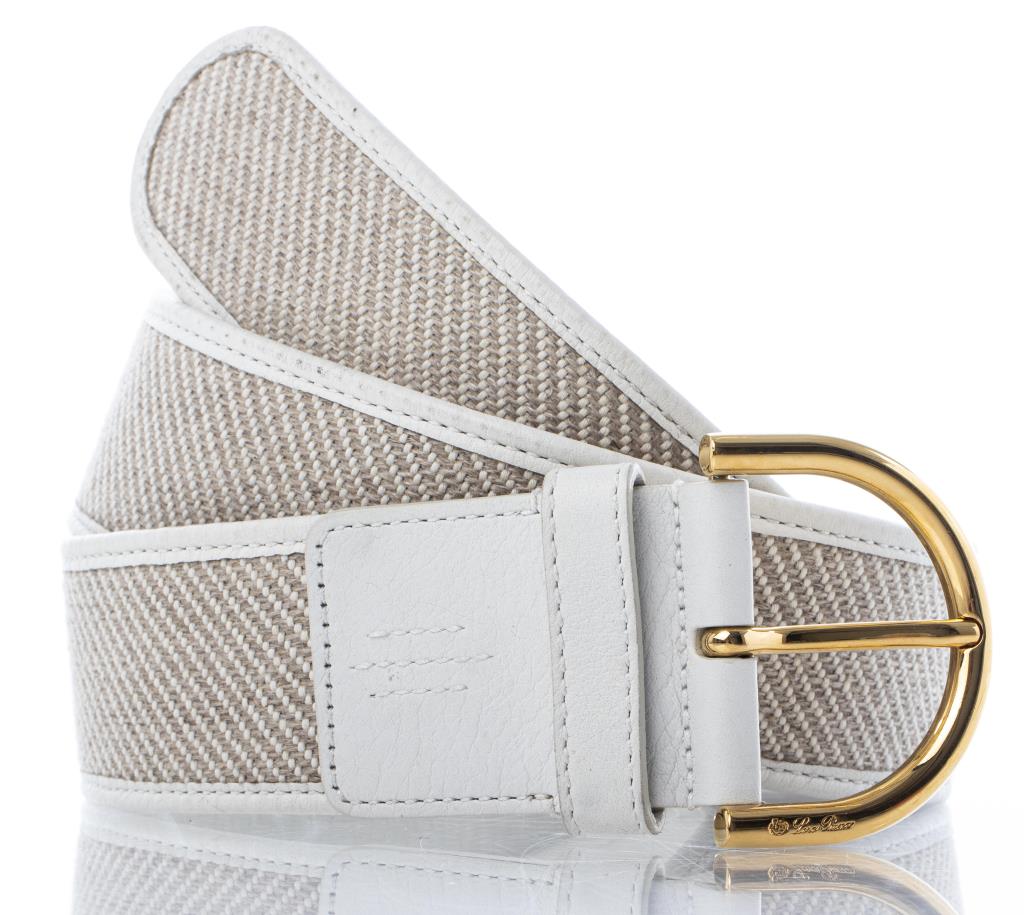 LORO PIANA WHITE LEATHER BELT