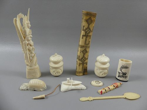 LOT 10 CARVED BONE & INUIT ITEMS