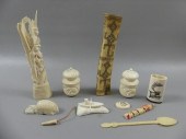 LOT 10 CARVED BONE & INUIT ITE