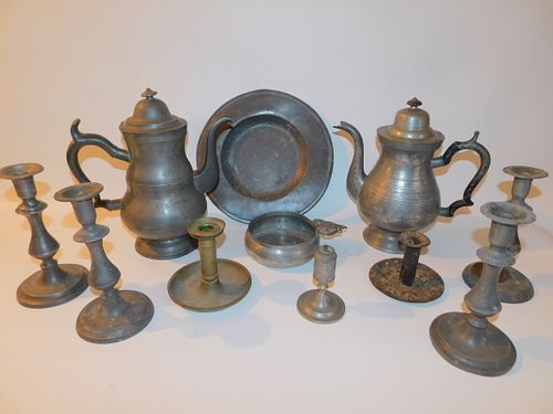 LOT 11 PIECES ANTIQUE PEWTERLot