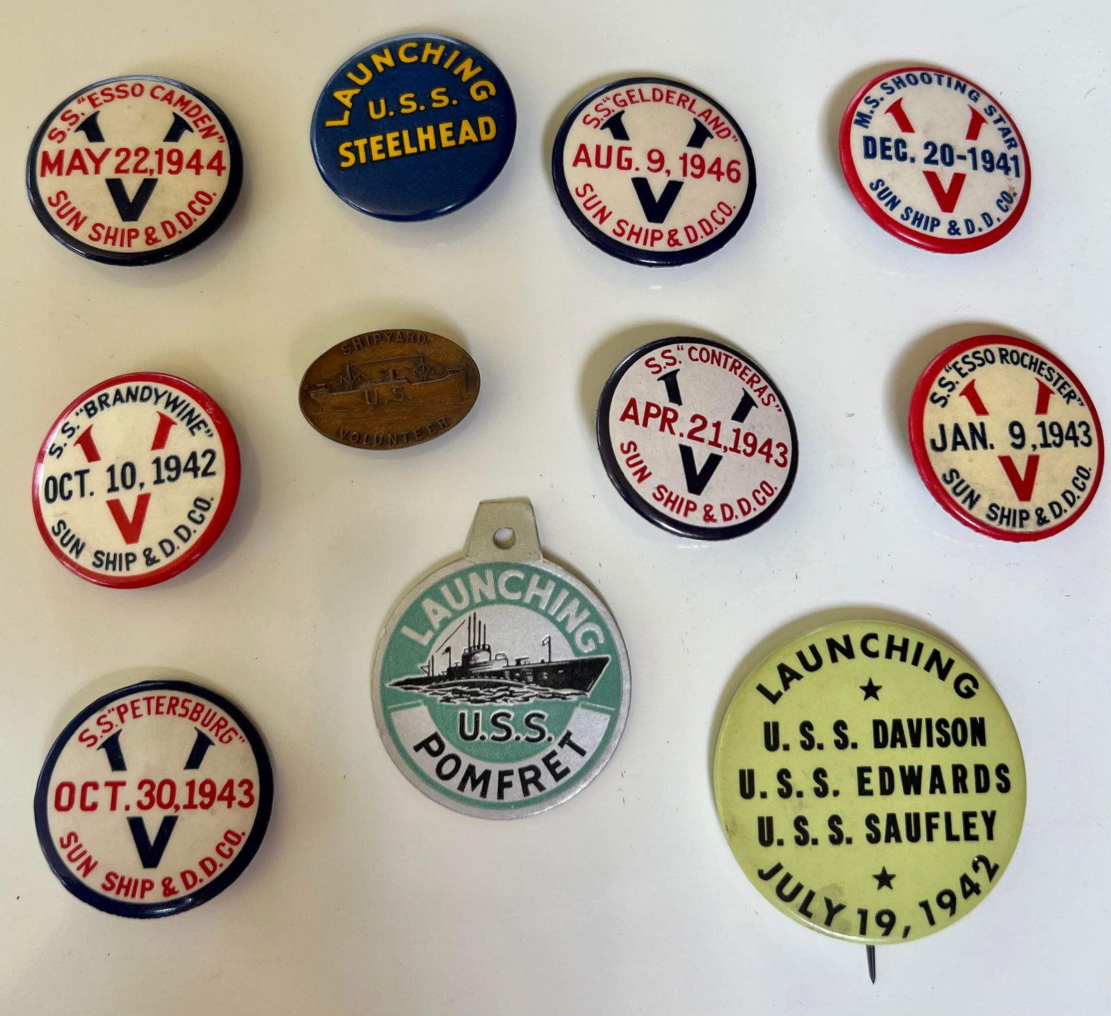 LOT 11 VINTAGE WWII SUN SHIP CO.