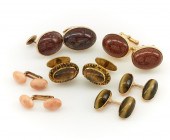 LOT: 14K CUFFLINKS CORAL, GOLD