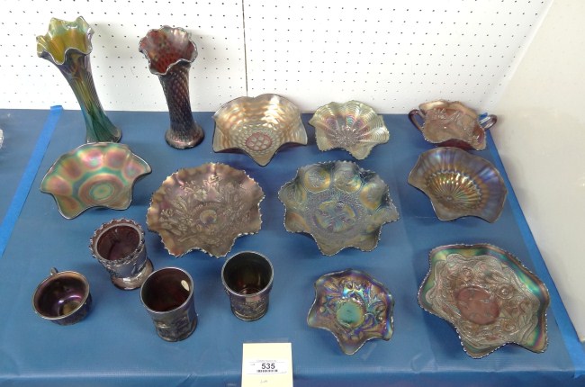 Lot 15 pcs. carnival glass