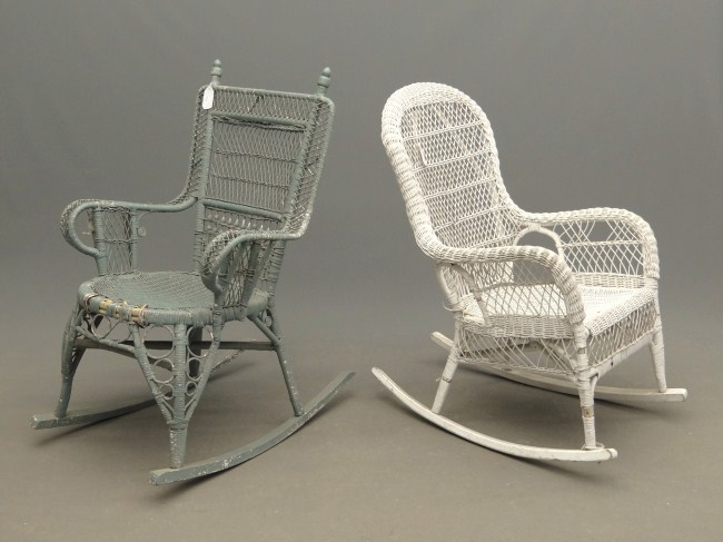 Lot (2) as found wicker rockers.