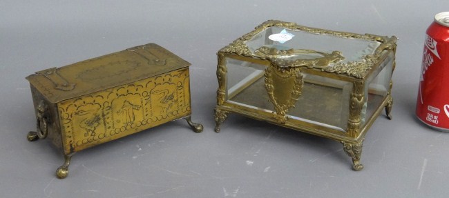 Lot (2) brass dresser boxes.