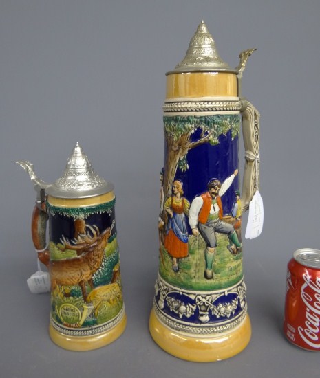 Lot (2) German steins. 11'' and