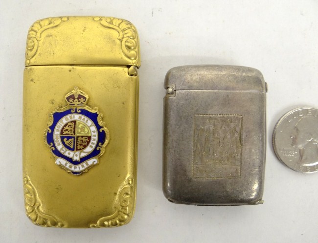Lot 2 match safes including brass