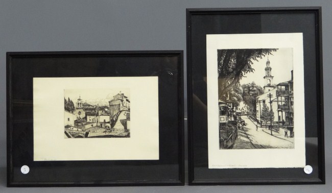 Lot (2) Max Kuehne etchings (Max