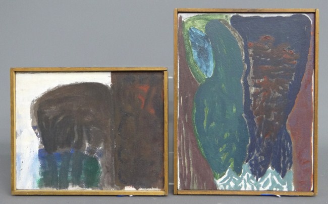 Lot (2) paintings signed and