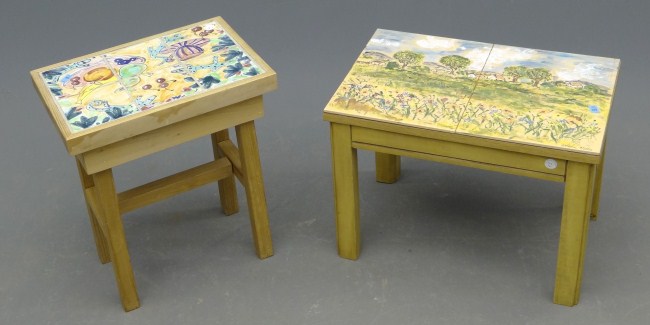 Lot (2) tile top tables.