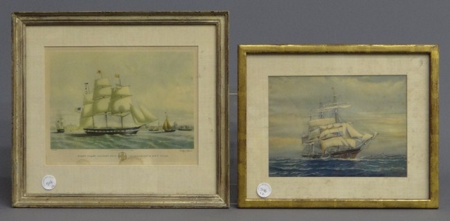 Lot 2 vintage ship prints.