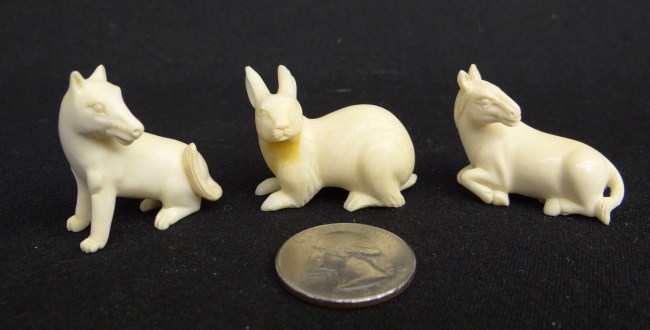 Lot (3) Asian ivory animals.