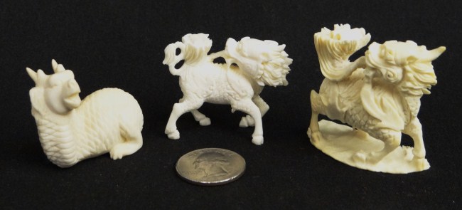 Lot (3) Asian ivory dragons.