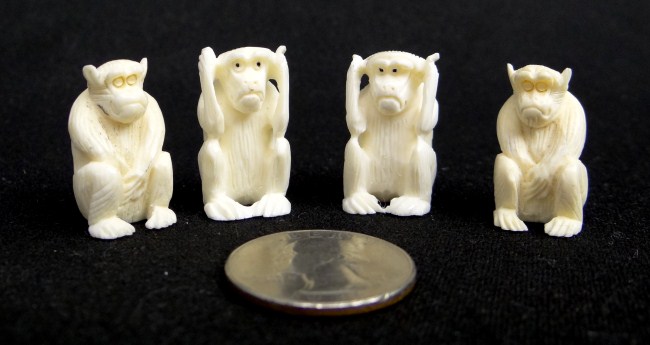 Lot (4) Asian ivory monkeys.