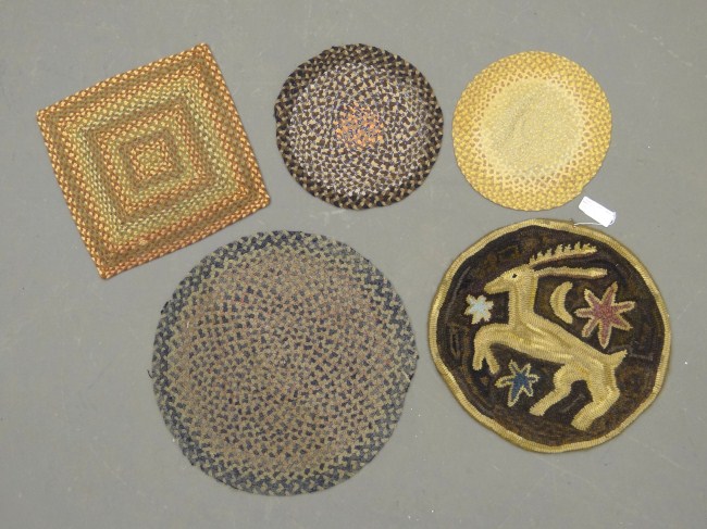 Lot (4) braided mats and deer mat.