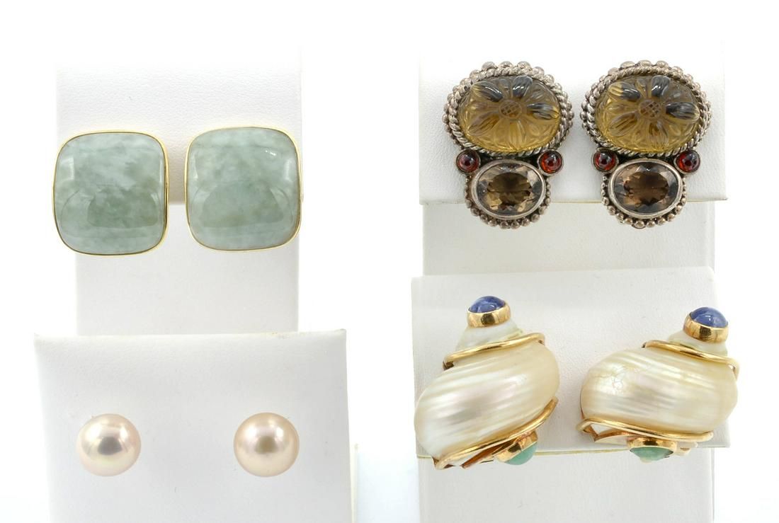 LOT: 4 PAIR OF EARRINGS,