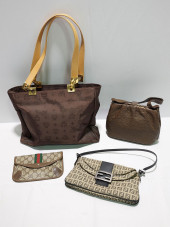 LOT 4 VINTAGE PURSES; GUCCI, F