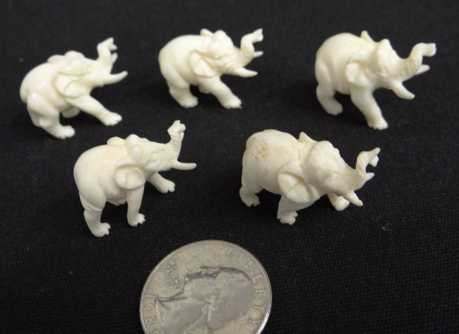 Lot (5) Asian ivory elephants.