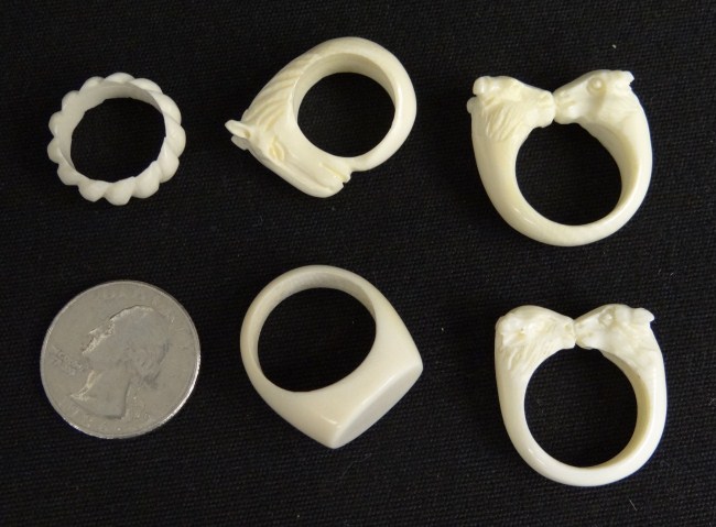 Lot (5) Asian ivory rings.