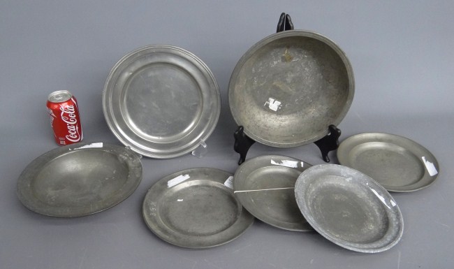Lot 7 pcs. 19th c. pewter.