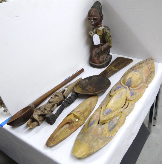 Lot (7) various ethnic wood