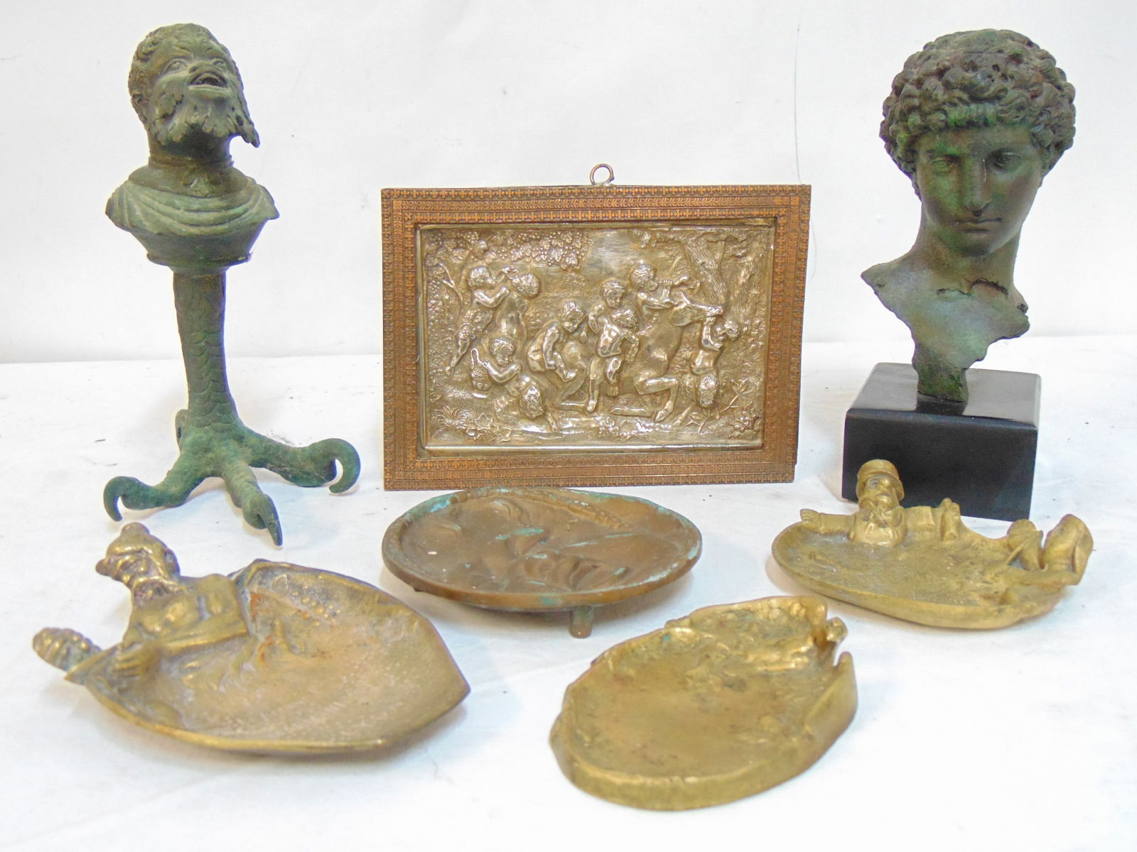 LOT BRONZE, BRASS, SILVERPLATE, 4