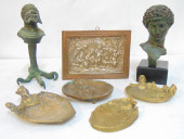 LOT BRONZE, BRASS, SILVERPLATE
