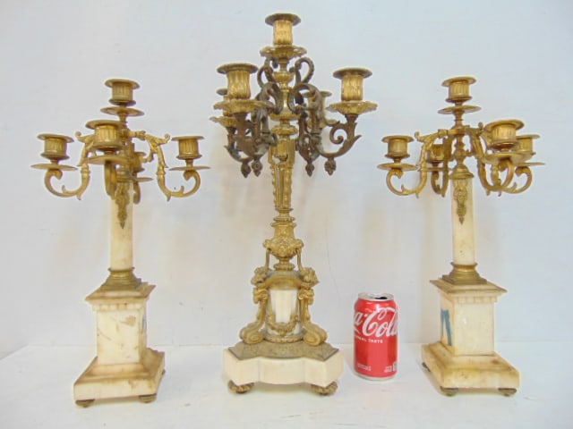 LOT CANDELABRA, PAIR & SINGLE,